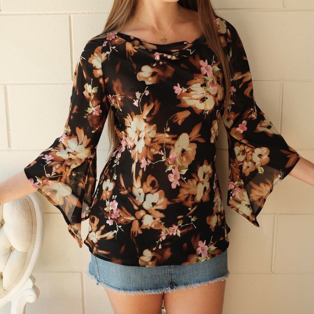 Elegant Floral Chiffon Blouse